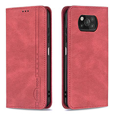 Funda de Cuero Cartera con Soporte Carcasa B15F para Xiaomi Poco X3 NFC Rojo