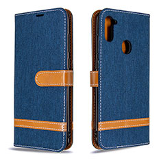 Funda de Cuero Cartera con Soporte Carcasa B16F para Samsung Galaxy A11 Azul Real