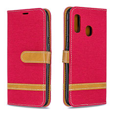 Funda de Cuero Cartera con Soporte Carcasa B16F para Samsung Galaxy A20e Rojo