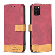 Funda de Cuero Cartera con Soporte Carcasa B16F para Samsung Galaxy M02s Rojo