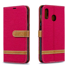 Funda de Cuero Cartera con Soporte Carcasa B16F para Samsung Galaxy M10S Rojo