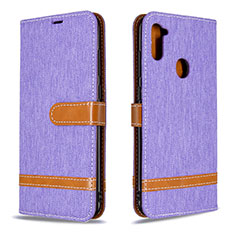 Funda de Cuero Cartera con Soporte Carcasa B16F para Samsung Galaxy M11 Purpura Claro