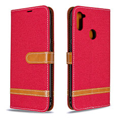 Funda de Cuero Cartera con Soporte Carcasa B16F para Samsung Galaxy M11 Rojo