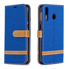 Funda de Cuero Cartera con Soporte Carcasa B16F para Samsung Galaxy M30 Azul