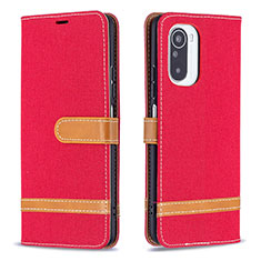 Funda de Cuero Cartera con Soporte Carcasa B16F para Xiaomi Mi 11i 5G Rojo