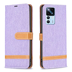 Funda de Cuero Cartera con Soporte Carcasa B16F para Xiaomi Mi 12T Pro 5G Purpura Claro