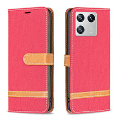 Funda de Cuero Cartera con Soporte Carcasa B16F para Xiaomi Mi 13 5G Rojo