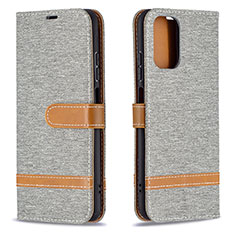 Funda de Cuero Cartera con Soporte Carcasa B16F para Xiaomi Redmi Note 10 4G Gris