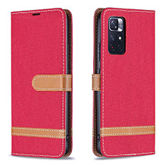 Funda de Cuero Cartera con Soporte Carcasa B16F para Xiaomi Redmi Note 11S 5G Rojo