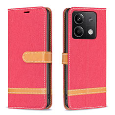 Funda de Cuero Cartera con Soporte Carcasa B16F para Xiaomi Redmi Note 13 5G Rojo
