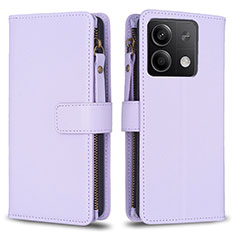 Funda de Cuero Cartera con Soporte Carcasa B17F para Xiaomi Redmi Note 13 5G Purpura Claro