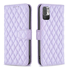 Funda de Cuero Cartera con Soporte Carcasa B19F para Xiaomi POCO M3 Pro 5G Morado