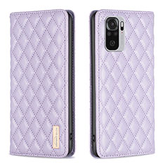 Funda de Cuero Cartera con Soporte Carcasa B19F para Xiaomi Redmi Note 10 4G Morado