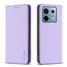 Funda de Cuero Cartera con Soporte Carcasa B22F para Xiaomi Redmi Note 13 Pro 5G Purpura Claro