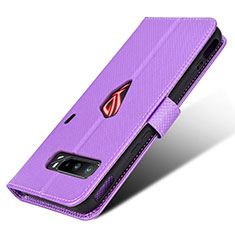 Funda de Cuero Cartera con Soporte Carcasa BY1 para Asus ROG Phone 3 Strix ZS661KS Morado