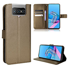 Funda de Cuero Cartera con Soporte Carcasa BY1 para Asus Zenfone 7 ZS670KS Marron