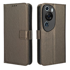 Funda de Cuero Cartera con Soporte Carcasa BY1 para Huawei P60 Art Marron