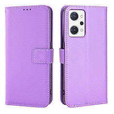 Funda de Cuero Cartera con Soporte Carcasa BY1 para Oppo Reno7 A Morado