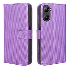 Funda de Cuero Cartera con Soporte Carcasa BY1 para Realme 10S 5G Morado