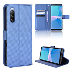 Funda de Cuero Cartera con Soporte Carcasa BY1 para Sony Xperia 10 III Azul