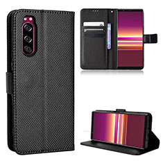 Funda de Cuero Cartera con Soporte Carcasa BY1 para Sony Xperia 5 Negro