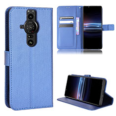 Funda de Cuero Cartera con Soporte Carcasa BY1 para Sony Xperia PRO-I Azul