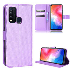 Funda de Cuero Cartera con Soporte Carcasa BY1 para Vivo Y50 Morado