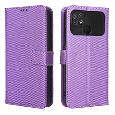 Funda de Cuero Cartera con Soporte Carcasa BY1 para Xiaomi Poco C40 Morado