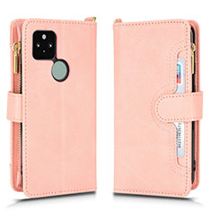 Funda de Cuero Cartera con Soporte Carcasa BY2 para Google Pixel 5 Oro Rosa