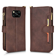 Funda de Cuero Cartera con Soporte Carcasa BY2 para Xiaomi Poco X3 Pro Marron