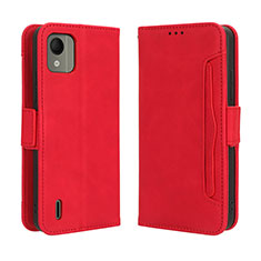Funda de Cuero Cartera con Soporte Carcasa BY3 para Nokia C110 Rojo