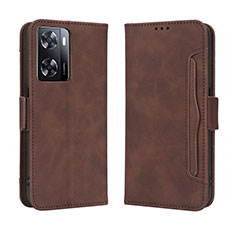 Funda de Cuero Cartera con Soporte Carcasa BY3 para Oppo A77s Marron