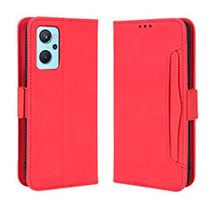 Funda de Cuero Cartera con Soporte Carcasa BY3 para Oppo A96 4G Rojo