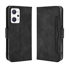 Funda de Cuero Cartera con Soporte Carcasa BY3 para Oppo Reno7 A Negro