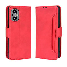 Funda de Cuero Cartera con Soporte Carcasa BY3 para Oppo Reno8 Z 5G Rojo