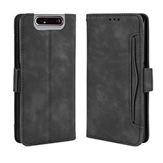 Funda de Cuero Cartera con Soporte Carcasa BY3 para Samsung Galaxy A80 Negro