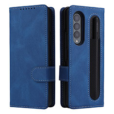 Funda de Cuero Cartera con Soporte Carcasa BY3 para Samsung Galaxy Z Fold3 5G Azul