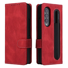 Funda de Cuero Cartera con Soporte Carcasa BY3 para Samsung Galaxy Z Fold4 5G Rojo