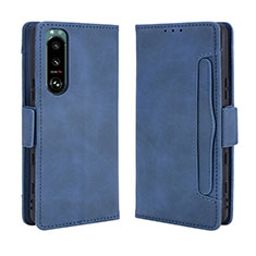 Funda de Cuero Cartera con Soporte Carcasa BY3 para Sony Xperia 5 III Azul