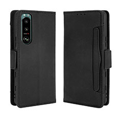 Funda de Cuero Cartera con Soporte Carcasa BY3 para Sony Xperia 5 III Negro