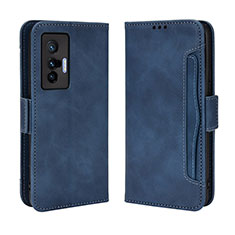 Funda de Cuero Cartera con Soporte Carcasa BY3 para Vivo X70 5G Azul