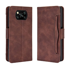 Funda de Cuero Cartera con Soporte Carcasa BY3 para Xiaomi Poco X3 NFC Marron