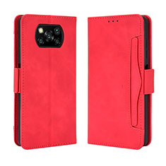 Funda de Cuero Cartera con Soporte Carcasa BY3 para Xiaomi Poco X3 NFC Rojo