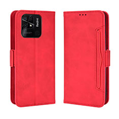 Funda de Cuero Cartera con Soporte Carcasa BY3 para Xiaomi Redmi 10 India Rojo