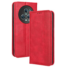Funda de Cuero Cartera con Soporte Carcasa BY4 para Huawei Honor Magic5 Pro 5G Rojo