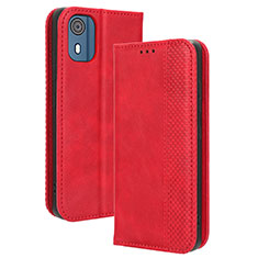 Funda de Cuero Cartera con Soporte Carcasa BY4 para Nokia C02 Rojo