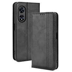 Funda de Cuero Cartera con Soporte Carcasa BY4 para Oppo A1 5G Negro