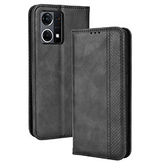 Funda de Cuero Cartera con Soporte Carcasa BY4 para Oppo F21 Pro 4G Negro