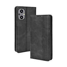 Funda de Cuero Cartera con Soporte Carcasa BY4 para Oppo Reno8 Lite 5G Negro