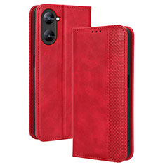 Funda de Cuero Cartera con Soporte Carcasa BY4 para Realme V30t 5G Rojo